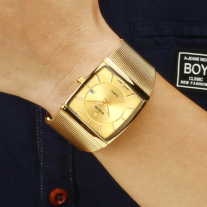Wwoor 브랜드 남성용 럭셔리 골드 스퀘어 일본 쿼츠 - Luxury Watch Japan Brand 리뷰 및 가격