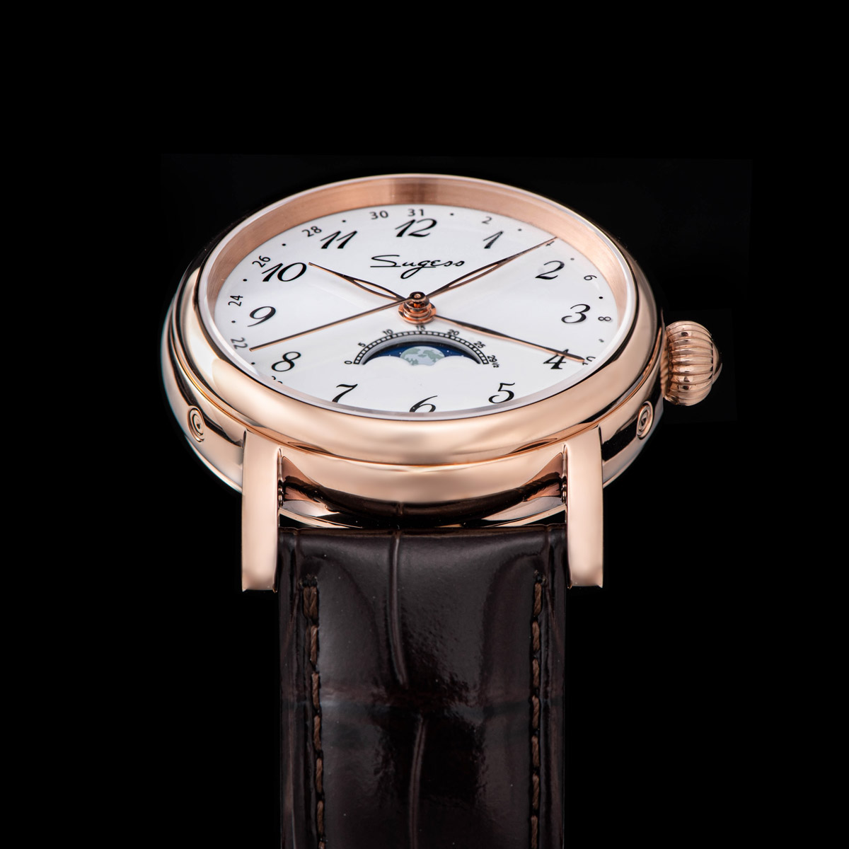 Sugess 남성용 자동 무브먼트 손목시계, 날짜 손, - Moonphase Complication Watch 리뷰 및 가격