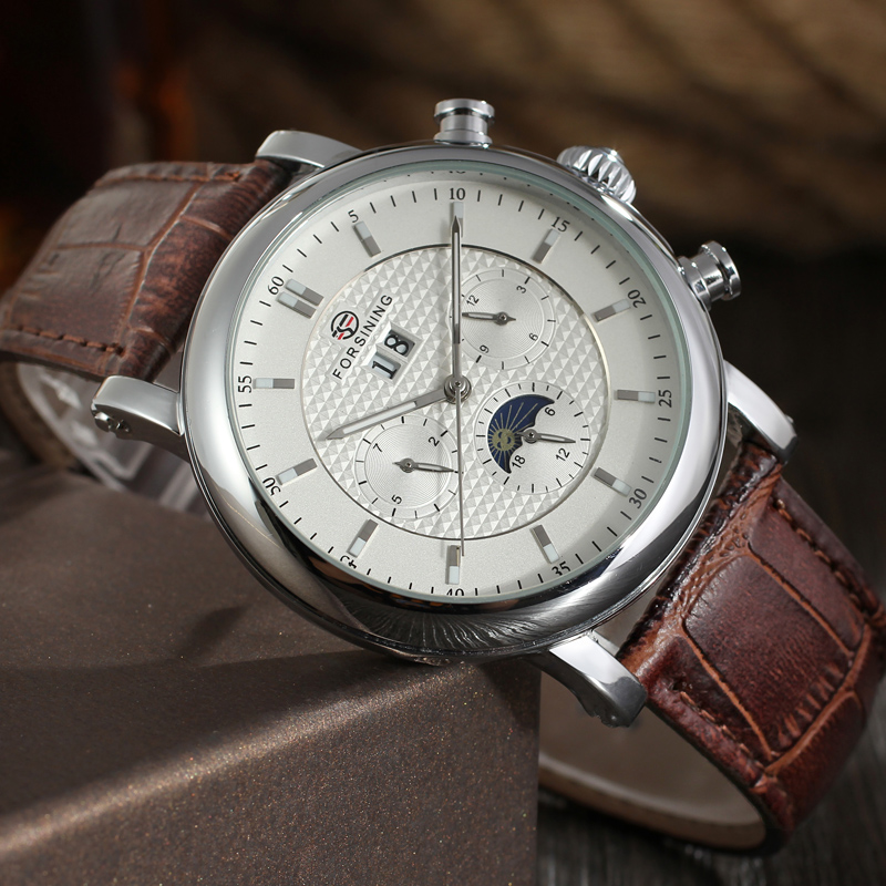 ForSINING 남성용 자동 시계, 뚜르비옹 기계식  - Moonphase Complication Watch 리뷰 및 가격