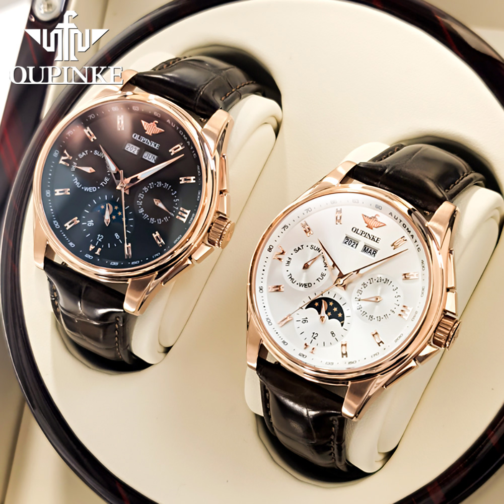 OUPINKE 3189 남자 완전 자동 기계식 시계 가 - Moonphase Complication Watch 리뷰 및 가격