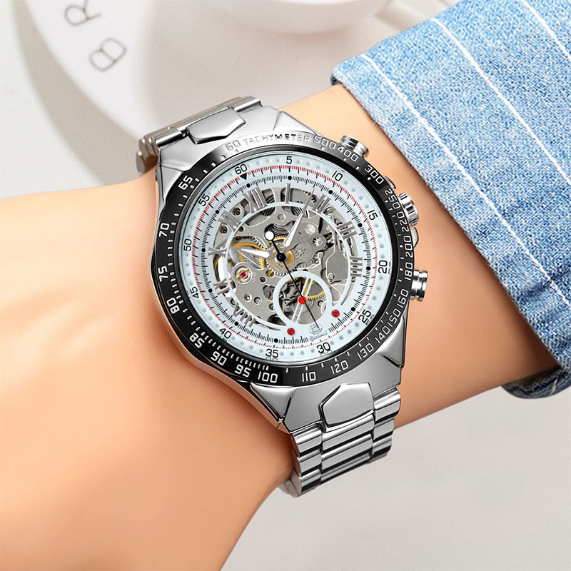 남성용 스켈레톤 자동 기계식 손목시계, 고급 브랜드,  - Luxury Watch Winder 리뷰 및 가격