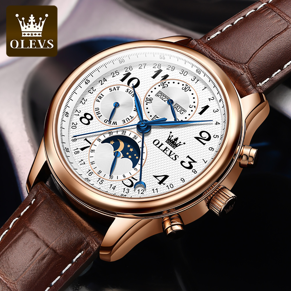 OLEVS 6667 고급 오리지널 남성용 기계식 시계  - Moonphase Complication Watch 리뷰 및 가격