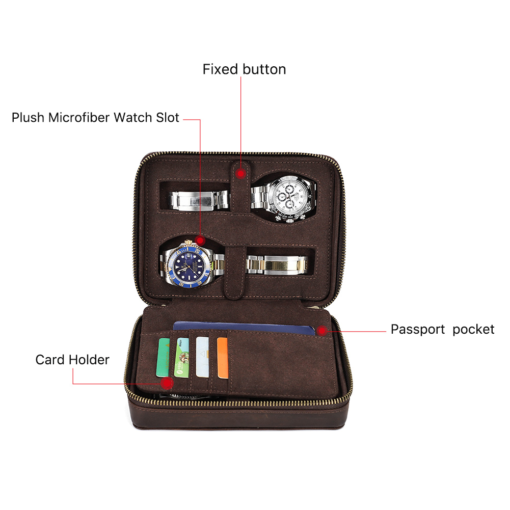 레트로 정품 가죽 시계 상자 정리함, 카드 홀더 포함, - Luxury Watch China 리뷰 및 가격