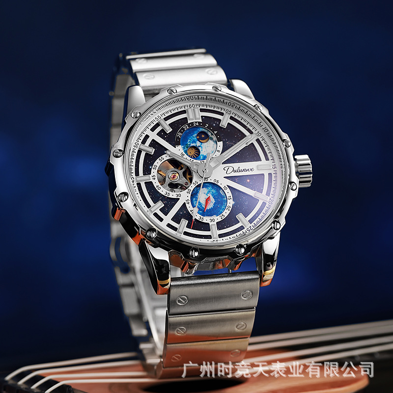 스테인리스 스틸 갤럭시 문페이즈 시리즈 투르비옹 스켈레 - Moonphase Complication Watch 리뷰 및 가격